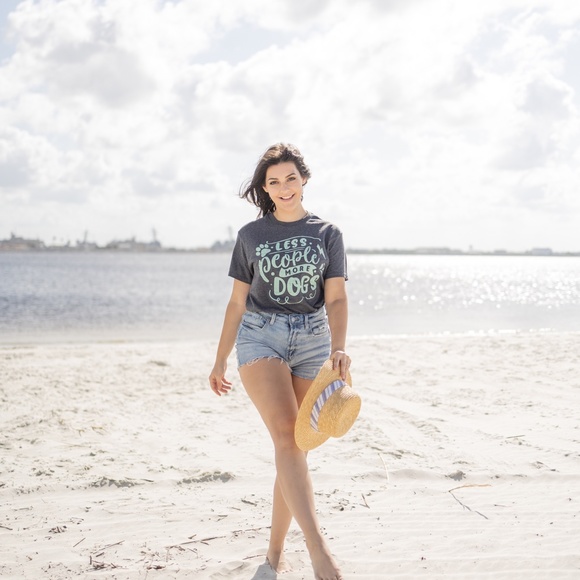 Less People More Dogs Cute Fun Dog Lover Graphic Tee - Picture 2 of 5